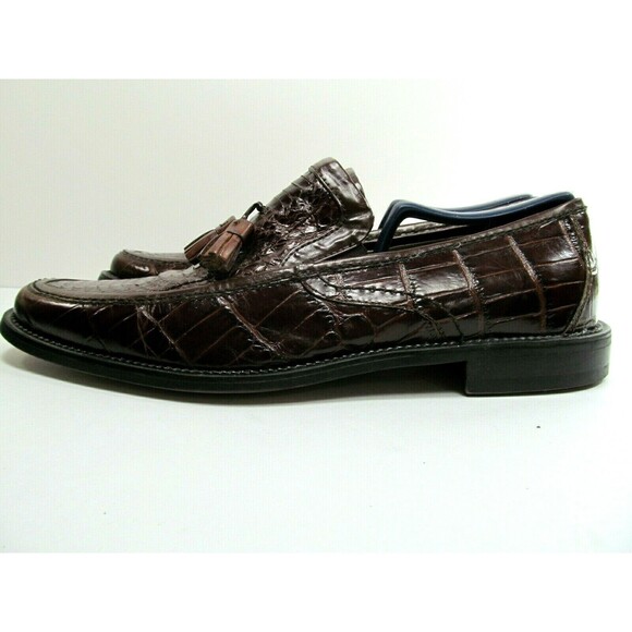 Stacy Adams Genuine Snake Brown Leather Tassel Loafers Mens Size US 8 M - Picture 4 of 12